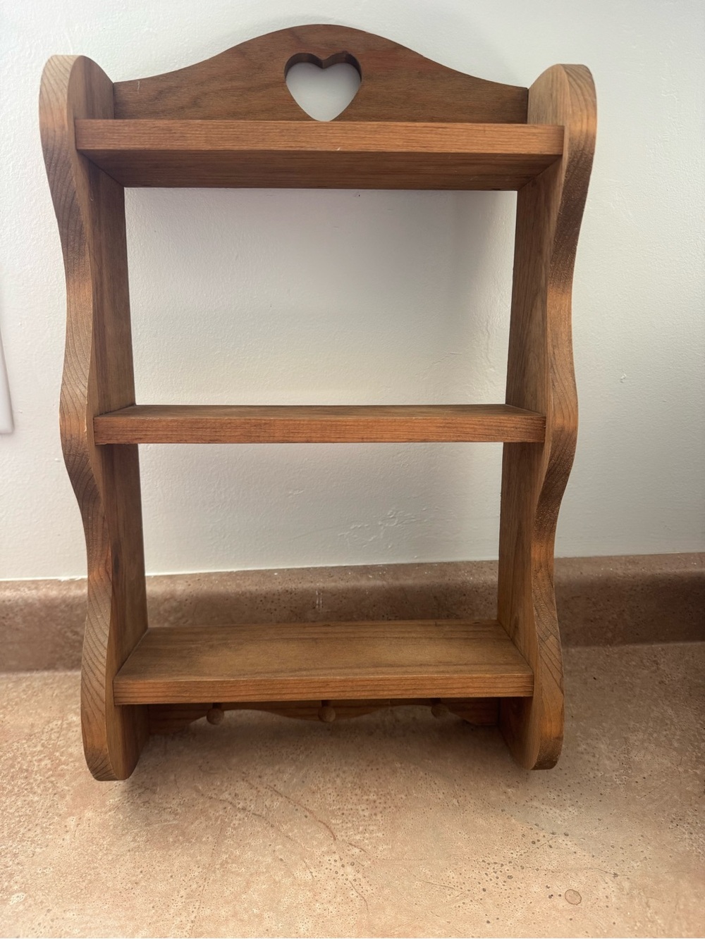 Vintage Wooden Heart Accent Wall Shelf - Brown